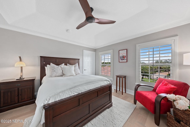 23 Corona Rd, Ponte Vedra Beach, FL 32082 - bedroom featuring light wood finished floors, crown molding, and ceiling fan
