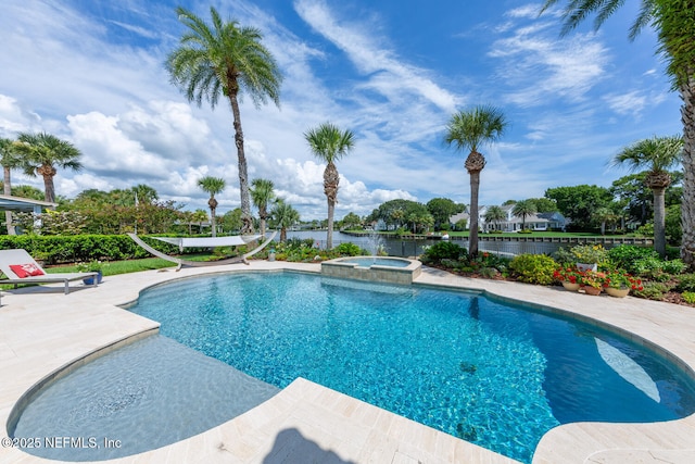 23 Corona Rd, Ponte Vedra Beach, FL 32082 - view of swimming pool with a patio area, a pool with connected hot tub, and a water view