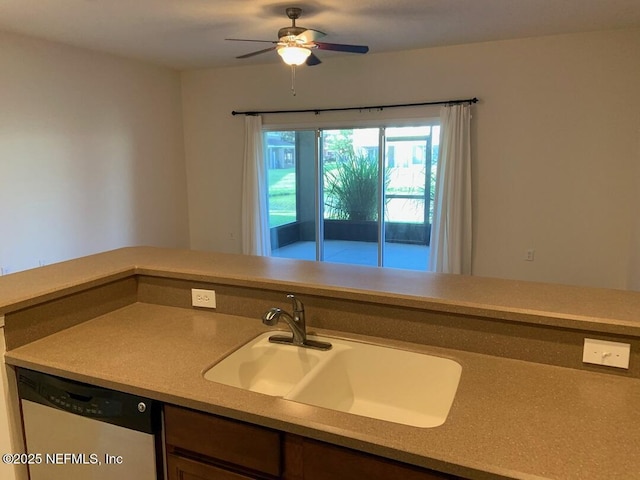 13312 Low Tide Way, Jacksonville, FL 32258 - kitchen featuring dishwasher, a ceiling fan, and light countertops