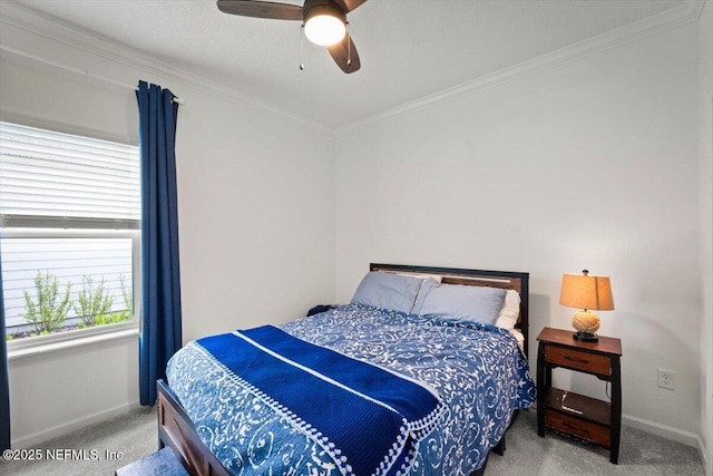 75013 Pondside Ln, Yulee, FL 32097 - bedroom featuring carpet, crown molding, and a ceiling fan