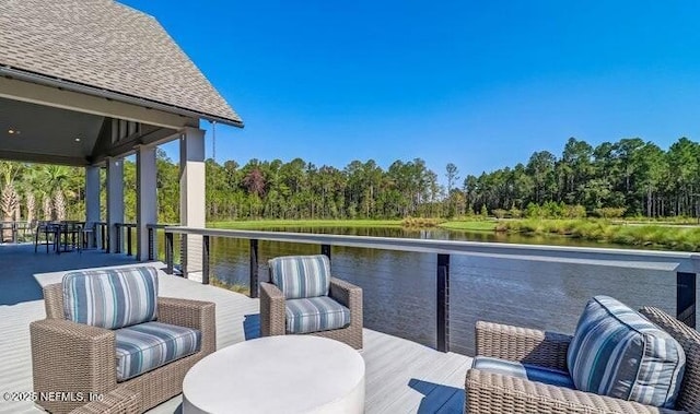 75013 Pondside Ln, Yulee, FL 32097 - wooden terrace featuring a water view and view of scattered trees