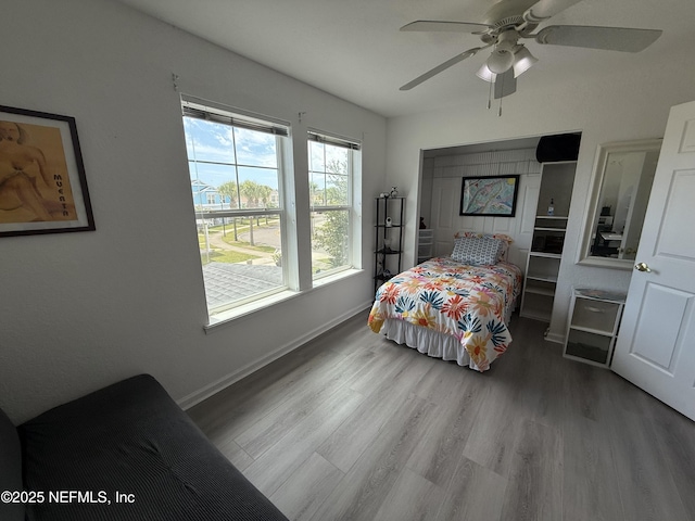 106 Sunrise Ct, Atlantic Beach, FL 32233 - bedroom featuring wood finished floors and a ceiling fan