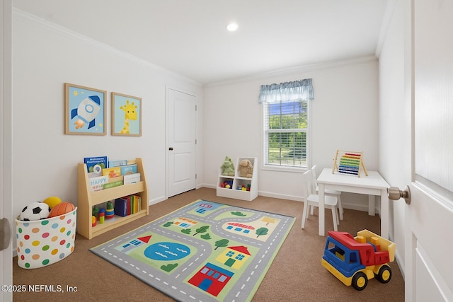 2254 Stauffer Rd, Green Cove Springs, FL 32043 - rec room with ornamental molding, carpet, and recessed lighting
