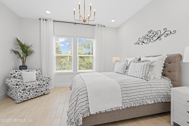 985 Rustic Mill Dr, Saint Augustine, FL 32092 - bedroom featuring a chandelier, light wood finished floors, and recessed lighting