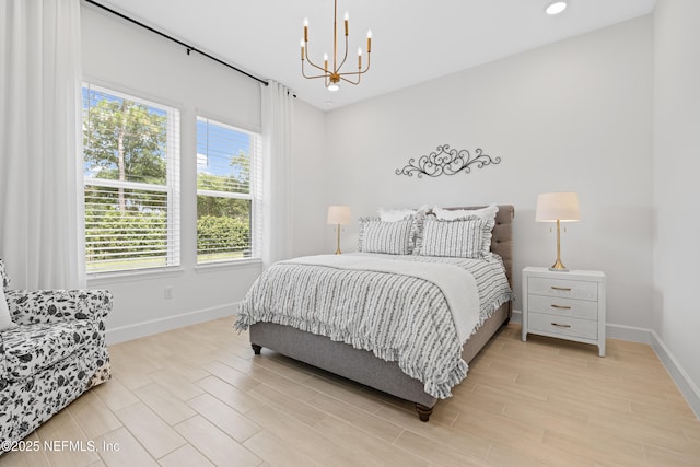 985 Rustic Mill Dr, Saint Augustine, FL 32092 - bedroom featuring a chandelier, light wood finished floors, and recessed lighting