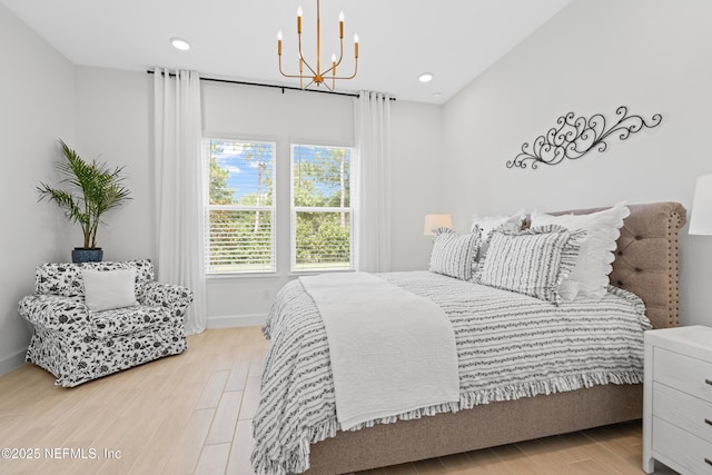 985 Rustic Mill Dr, Saint Augustine, FL 32092 - bedroom featuring light wood finished floors, a chandelier, and recessed lighting
