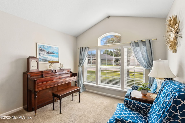 95212 Tanglewood Dr, Fernandina Beach, FL 32034 - sitting room featuring carpet floors and lofted ceiling