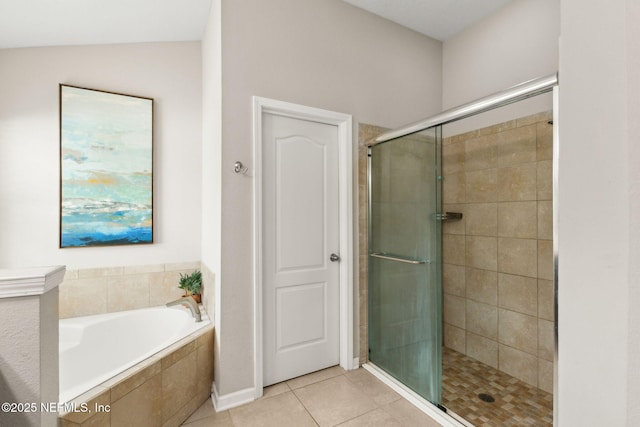 95212 Tanglewood Dr, Fernandina Beach, FL 32034 - bathroom featuring tile patterned floors, a shower stall, and a bath
