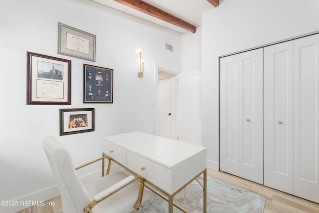 411 S St, Neptune Beach, FL 32266 - office with beamed ceiling and light wood-type flooring