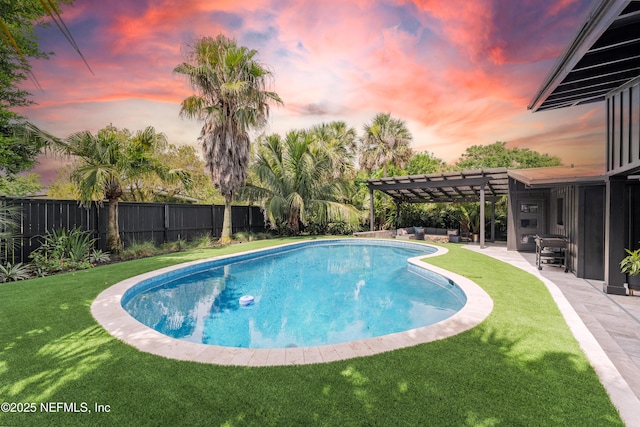 411 S St, Neptune Beach, FL 32266 - view of pool with a pergola, a fenced backyard, and a patio