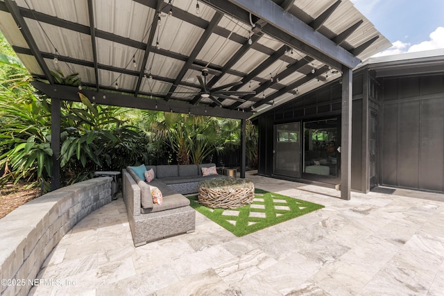 411 S St, Neptune Beach, FL 32266 - view of patio / terrace featuring an outdoor hangout area and ceiling fan