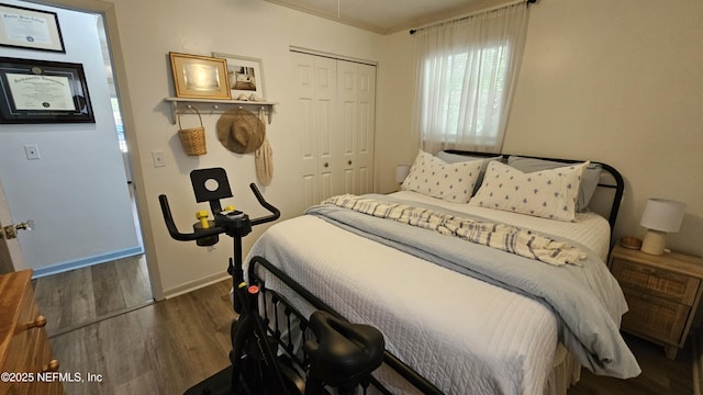 1319 Hickory St, Fernandina Beach, FL 32034 - bedroom featuring dark wood-style flooring and a closet