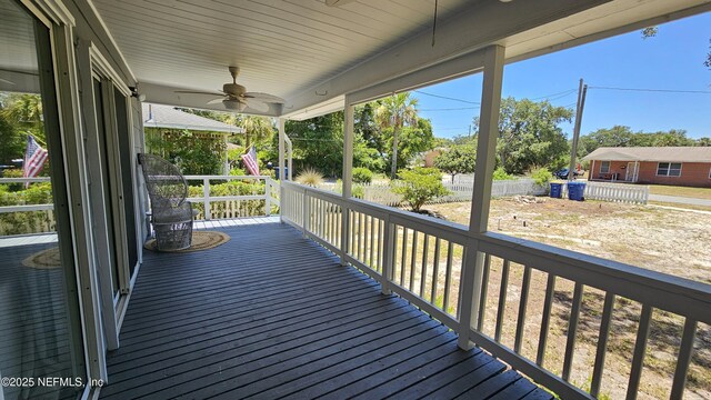 1319 Hickory St, Fernandina Beach, FL 32034 - wooden terrace with ceiling fan
