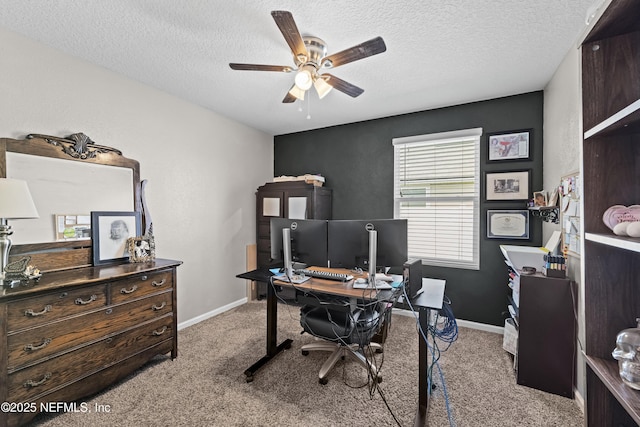 2264 Pebble Point Dr, Green Cove Springs, FL 32043 - office area featuring ceiling fan, carpet flooring, and a textured ceiling