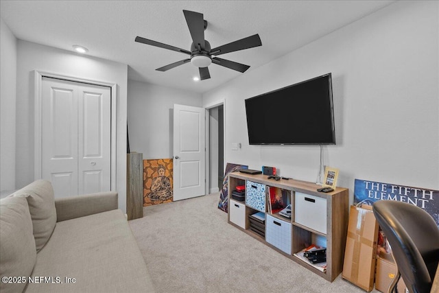 143 Dahlia Falls Dr, Saint Johns, FL 32259 - carpeted office space featuring recessed lighting and a ceiling fan