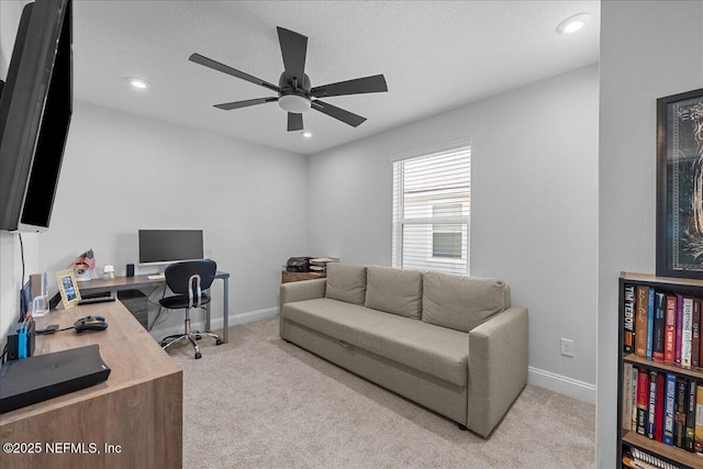 143 Dahlia Falls Dr, Saint Johns, FL 32259 - office area with light colored carpet, ceiling fan, and recessed lighting
