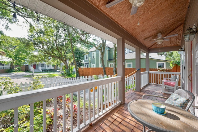 122 Twine St, Saint Augustine, FL 32084 - wooden terrace with a ceiling fan and a residential view