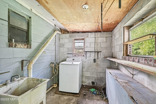 2259 Marlee Rd S, Jacksonville, FL 32259 - washroom featuring washer / dryer and concrete block wall
