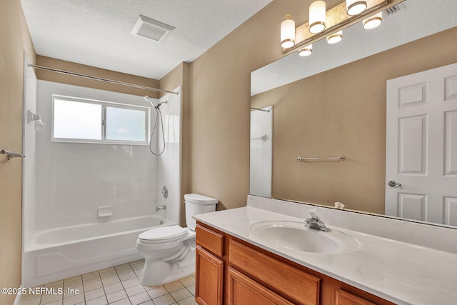 1994 Protection Pt, Fleming Island, FL 32003 - bathroom with vanity, shower / bathtub combination, tile patterned floors, and a textured ceiling