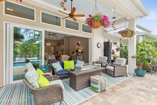 95196 Golden Glow Dr, Fernandina Beach, FL 32034 - view of patio / terrace featuring an outdoor hangout area and ceiling fan