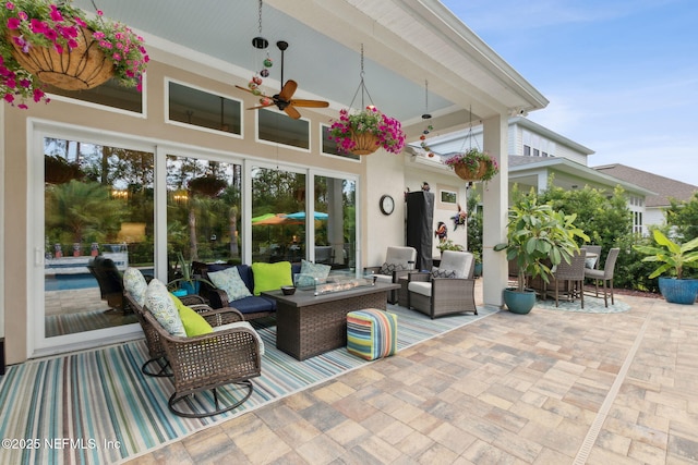 95196 Golden Glow Dr, Fernandina Beach, FL 32034 - view of patio / terrace featuring an outdoor living space and a ceiling fan