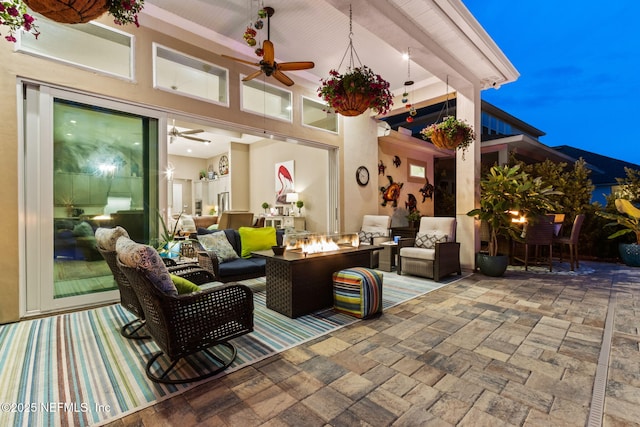 95196 Golden Glow Dr, Fernandina Beach, FL 32034 - view of patio featuring an outdoor living space with a fire pit and ceiling fan