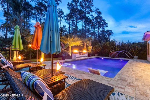95196 Golden Glow Dr, Fernandina Beach, FL 32034 - swimming pool with an outdoor fire pit and a patio
