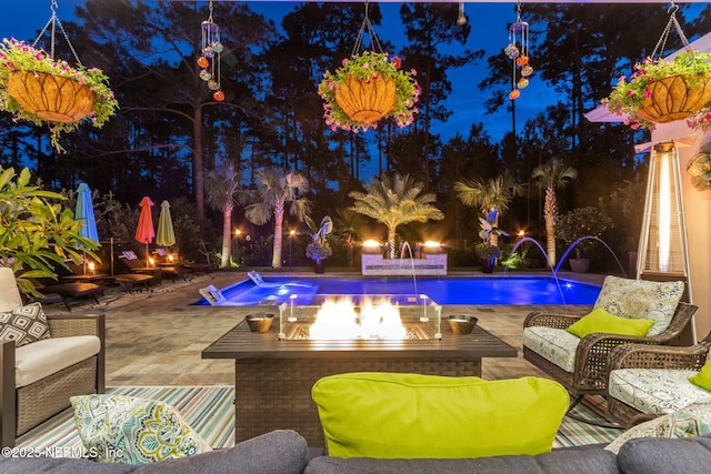 95196 Golden Glow Dr, Fernandina Beach, FL 32034 - pool at twilight featuring an outdoor pool