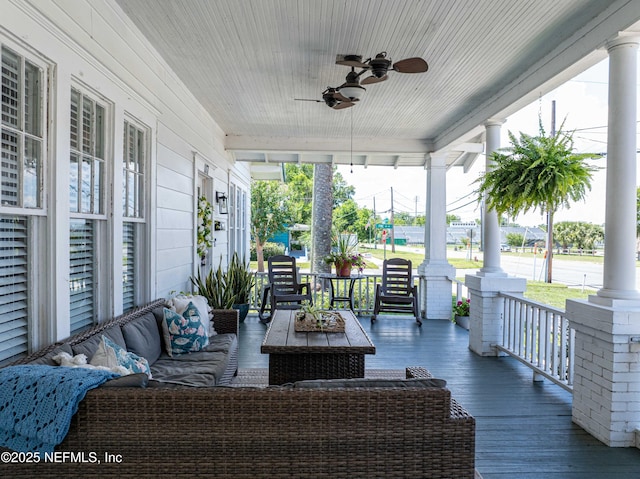 117 Parshley St SW, Live Oak, FL 32064 - wooden porch featuring ceiling fan