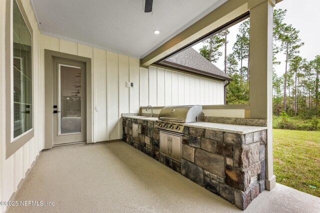 36258 Pitch Ln, Hilliard, FL 32046 - view of patio / terrace featuring an outdoor kitchen and a sink