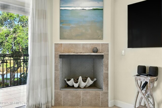 2201 Windjammer Ln, Saint Augustine, FL 32084 - detailed view of a fireplace and baseboards