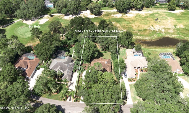 1877 Medinah Ln, Green Cove Springs, FL 32043 - aerial perspective of suburban area featuring a golf club and property parcel outlined