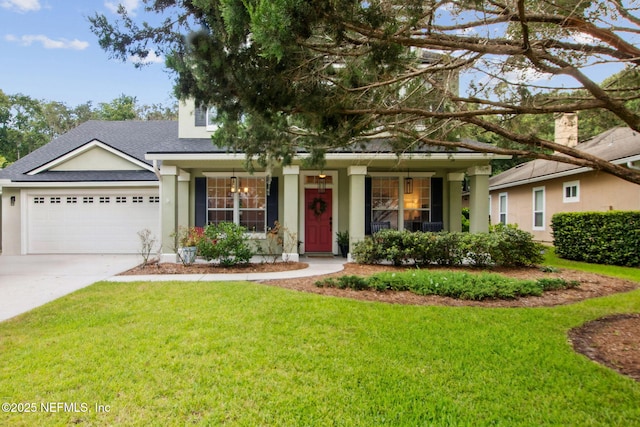 85488 Sagaponack Dr, Fernandina Beach, FL 32034 - view of front of property featuring stucco siding, a front yard, driveway, an attached garage, and a shingled roof