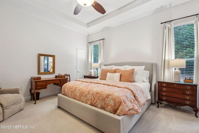 85488 Sagaponack Dr, Fernandina Beach, FL 32034 - bedroom featuring carpet floors, a ceiling fan, and ornamental molding