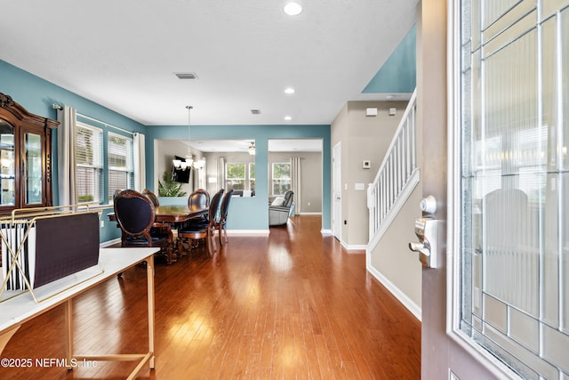 4749 Creek Bluff Ln, Middleburg, FL 32068 - entryway with hardwood / wood-style flooring, recessed lighting, and stairway