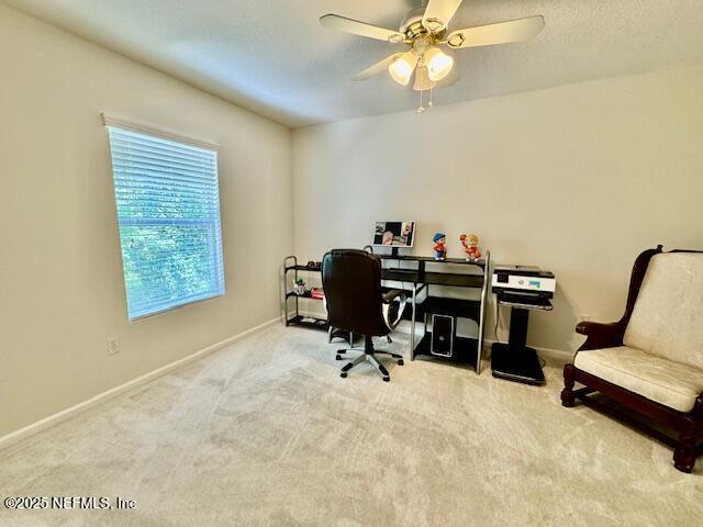1810 Green Springs Cir Unit B, Fleming Island, FL 32003 - office with carpet and a ceiling fan
