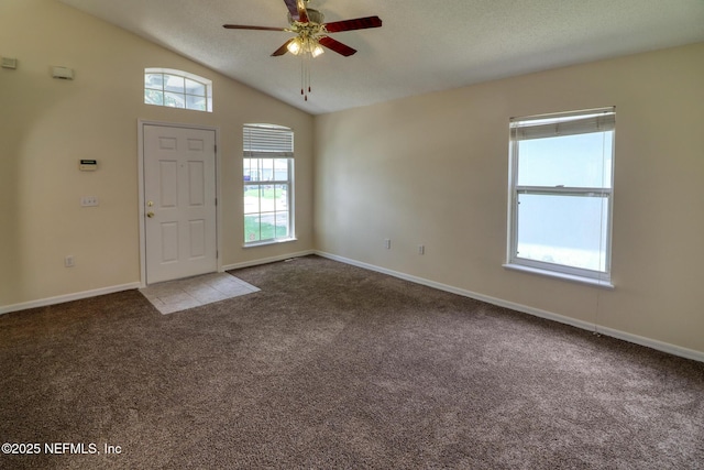 3371 Net Ct, Jacksonville, FL 32277 - foyer with ceiling fan, carpet, and lofted ceiling