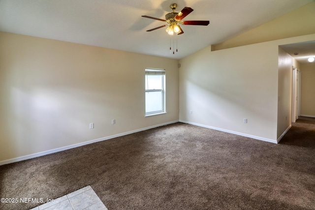 3371 Net Ct, Jacksonville, FL 32277 - carpeted empty room with vaulted ceiling and ceiling fan