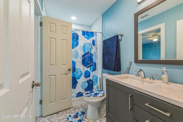 10268 Lake View Rd W, Jacksonville, FL 32225 - full bathroom featuring vanity, tile patterned floors, a shower with curtain, and recessed lighting