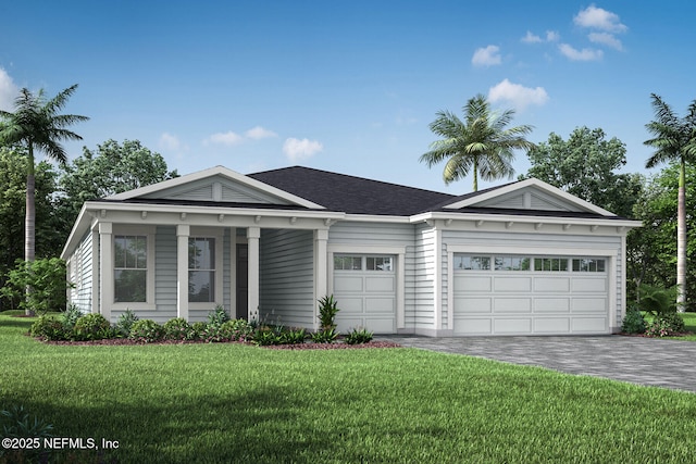330 Pelton Pl, Saint Johns, FL 32259 - view of front of home with a garage, a front lawn, decorative driveway, and covered porch