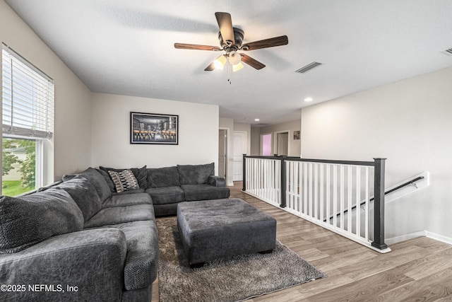 3299 Hidden Meadows Ct, Green Cove Springs, FL 32043 - living area with wood finished floors, a ceiling fan, and recessed lighting