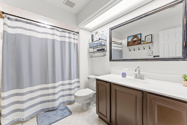 1565 Royal Fern Ln, Fleming Island, FL 32003 - bathroom with vanity, tile patterned floors, and a shower with shower curtain