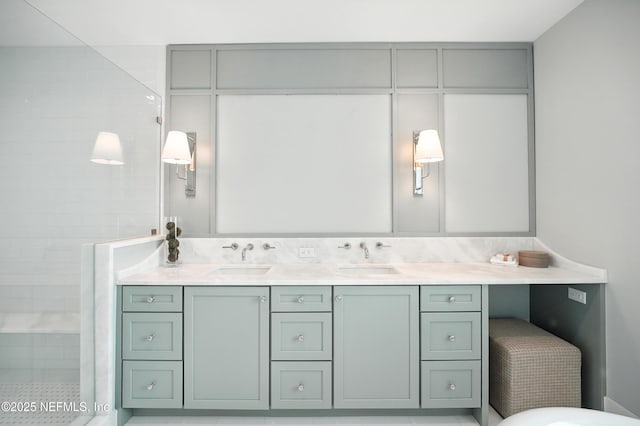 1509 Ocean Front, Neptune Beach, FL 32266 - bathroom featuring double vanity and tiled shower