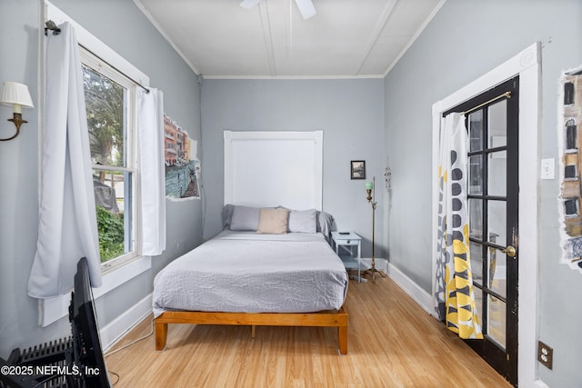 10 Venancio St, Saint Augustine, FL 32084 - bedroom featuring wood finished floors, ornamental molding, and a ceiling fan