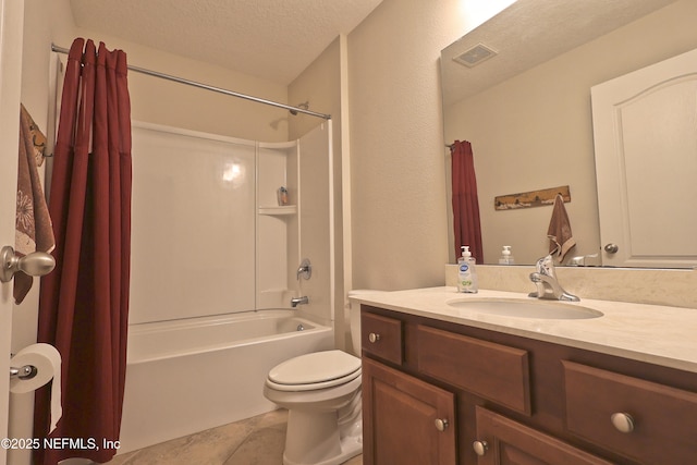 127 Colorado Springs Way, Saint Augustine, FL 32092 - full bath featuring vanity, shower / bath combo with shower curtain, a textured ceiling, and tile patterned flooring