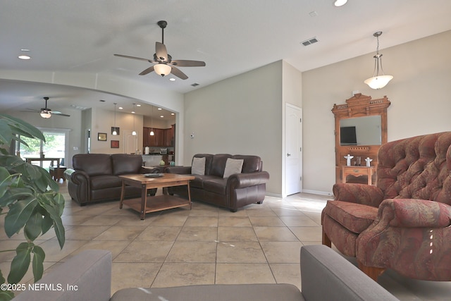 127 Colorado Springs Way, Saint Augustine, FL 32092 - living room with ceiling fan, light tile patterned floors, and recessed lighting