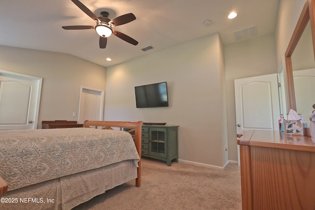 127 Colorado Springs Way, Saint Augustine, FL 32092 - bedroom with light carpet, a ceiling fan, and recessed lighting