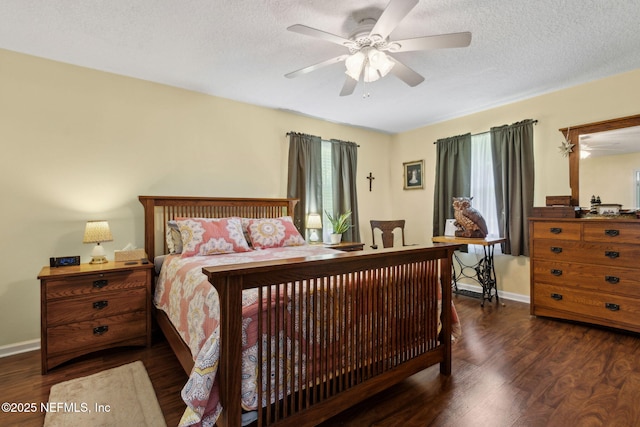 86385 Peeples Rd, Yulee, FL 32097 - bedroom with dark wood-type flooring, a textured ceiling, and ceiling fan