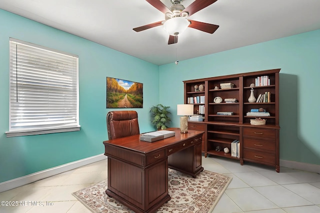 86385 Peeples Rd, Yulee, FL 32097 - home office featuring a ceiling fan and light tile patterned floors