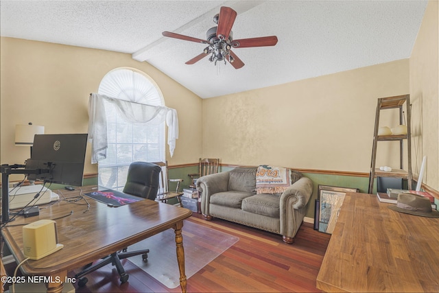 1133 Blue Sky Way, Jacksonville, FL 32225 - office area with a ceiling fan, wood finished floors, and a textured ceiling